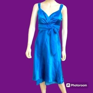 Vtg 1970s LET'S FASHION satin empire high waist formal slip prom dress